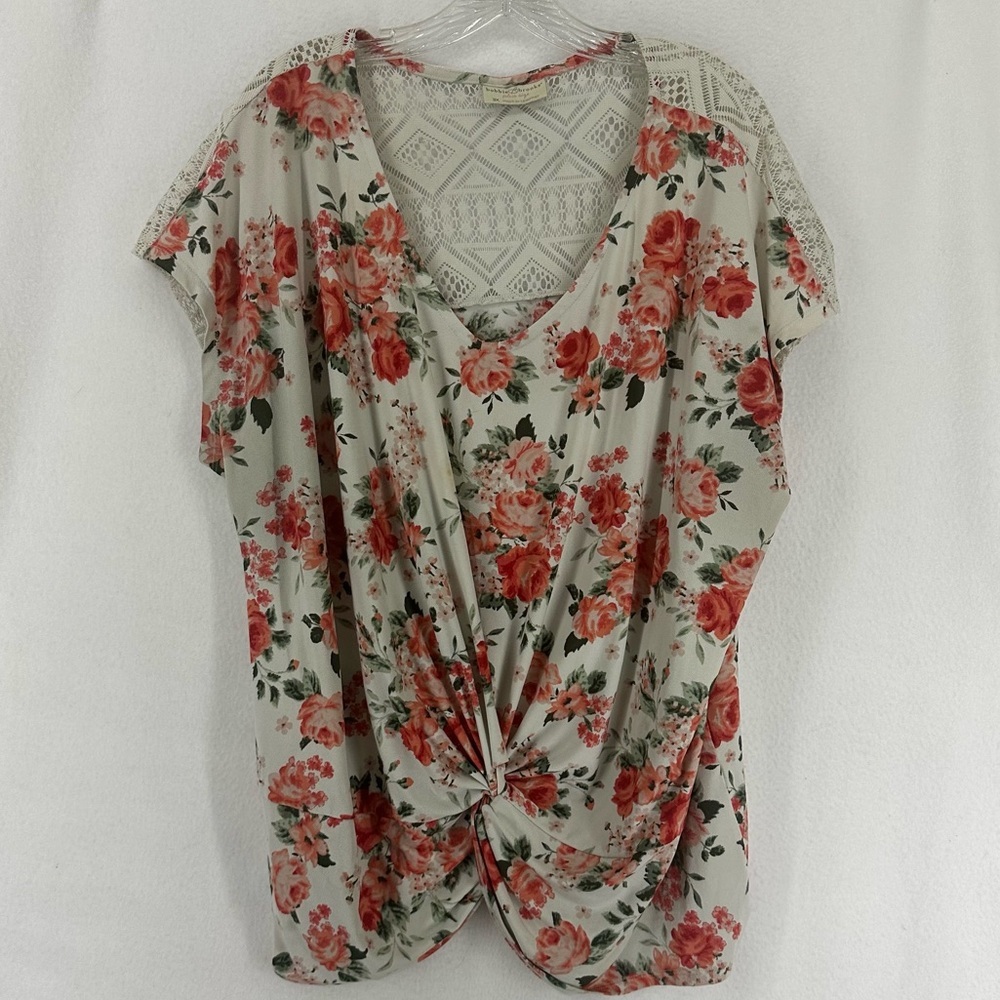 Bobbie Brooks Floral Lace Short Sleeve‎ Blouse Womens 3X